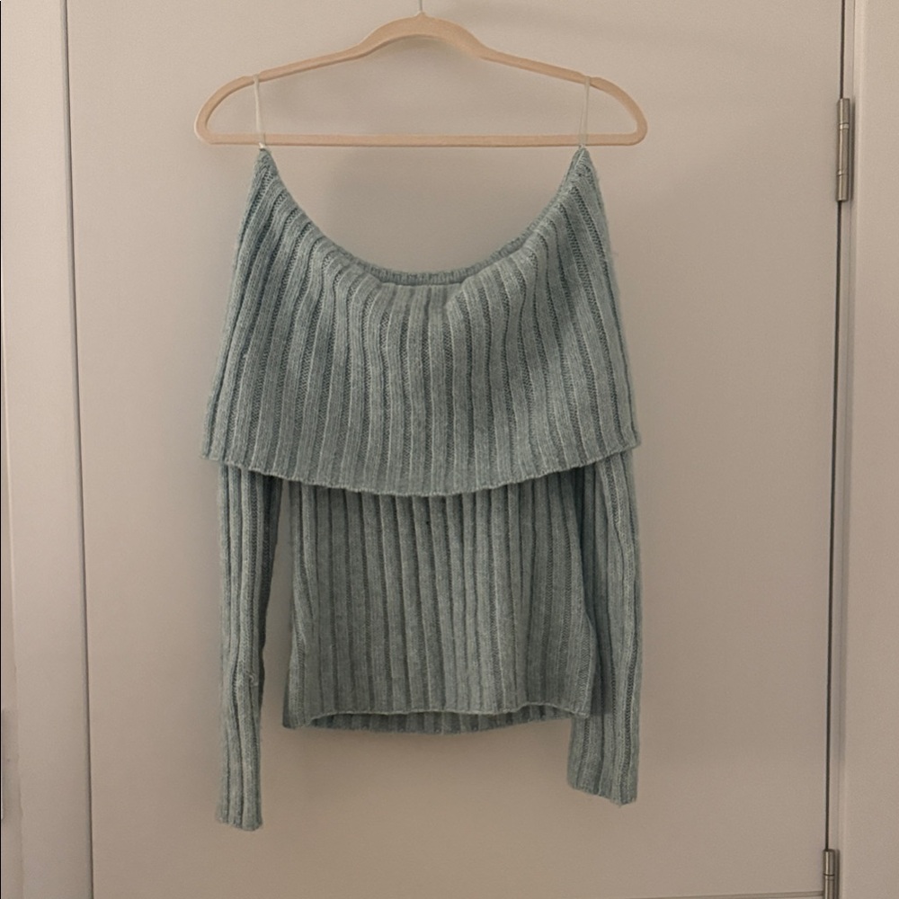 Abercrombie & Fitch Teal Off-Shoulder Sweater